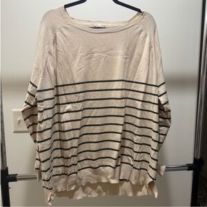 Tea n Rose Beige and Black Striped Sweatshirt